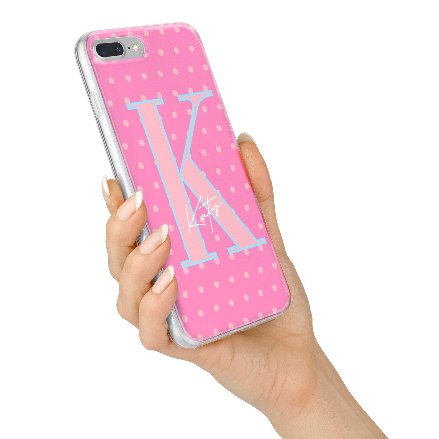 Personalised Pink Dots iPhone 7 Plus Bumper Case on Silver iPhone Alternative Image