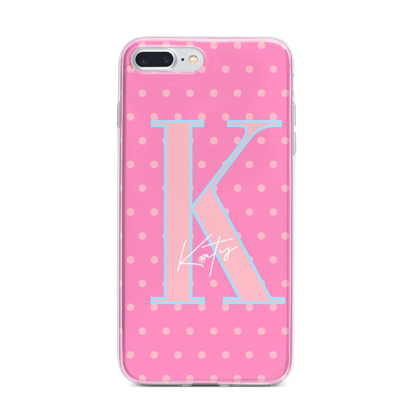 Personalised Pink Dots iPhone 7 Plus Bumper Case on Silver iPhone