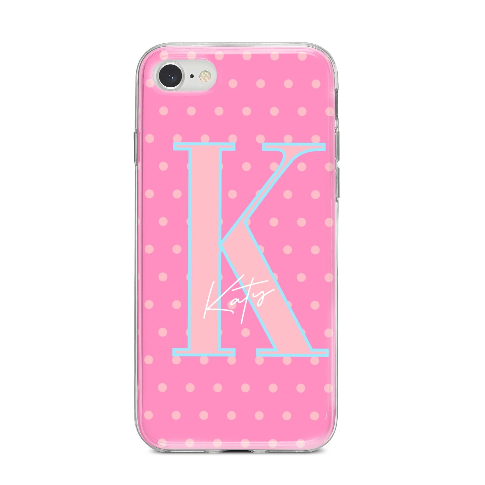 Personalised Pink Dots iPhone 8 Bumper Case on Silver iPhone