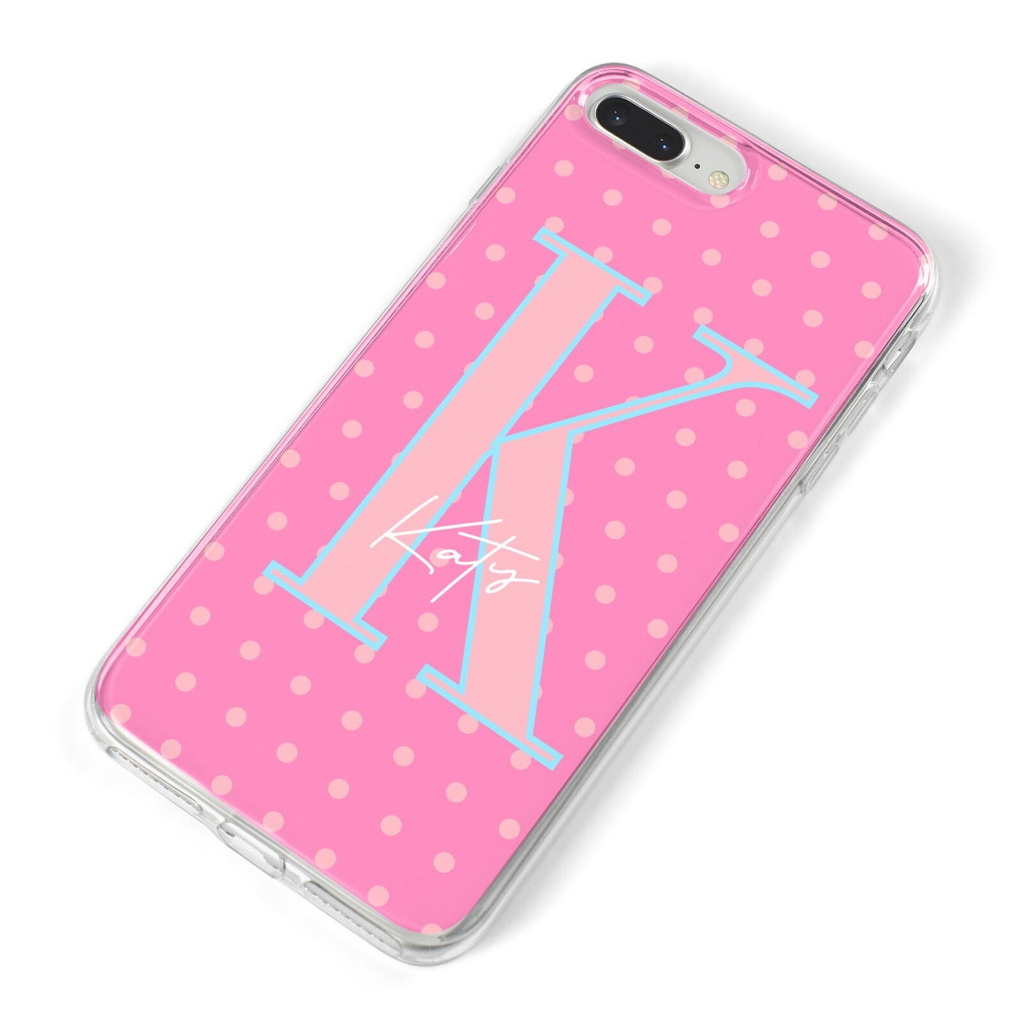 Personalised Pink Dots iPhone 8 Plus Bumper Case on Silver iPhone Alternative Image