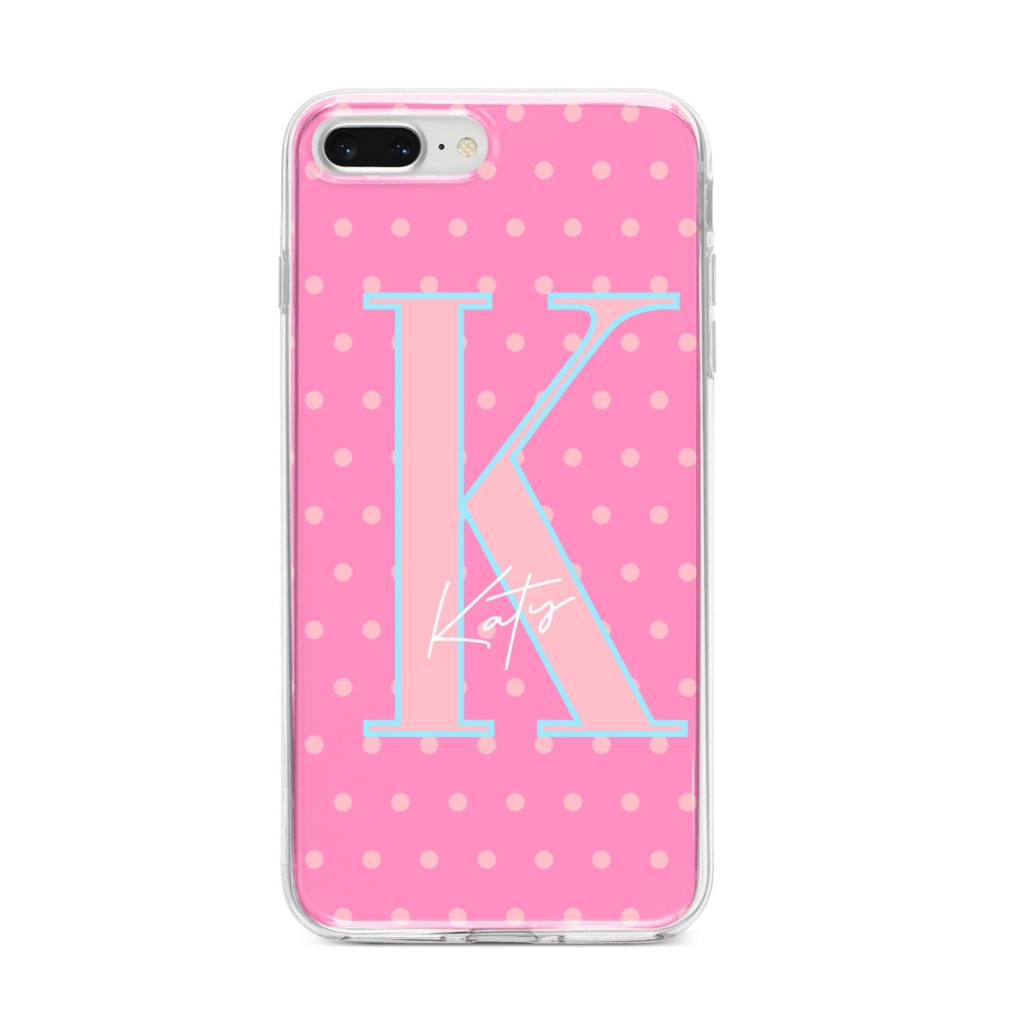 Personalised Pink Dots iPhone 8 Plus Bumper Case on Silver iPhone