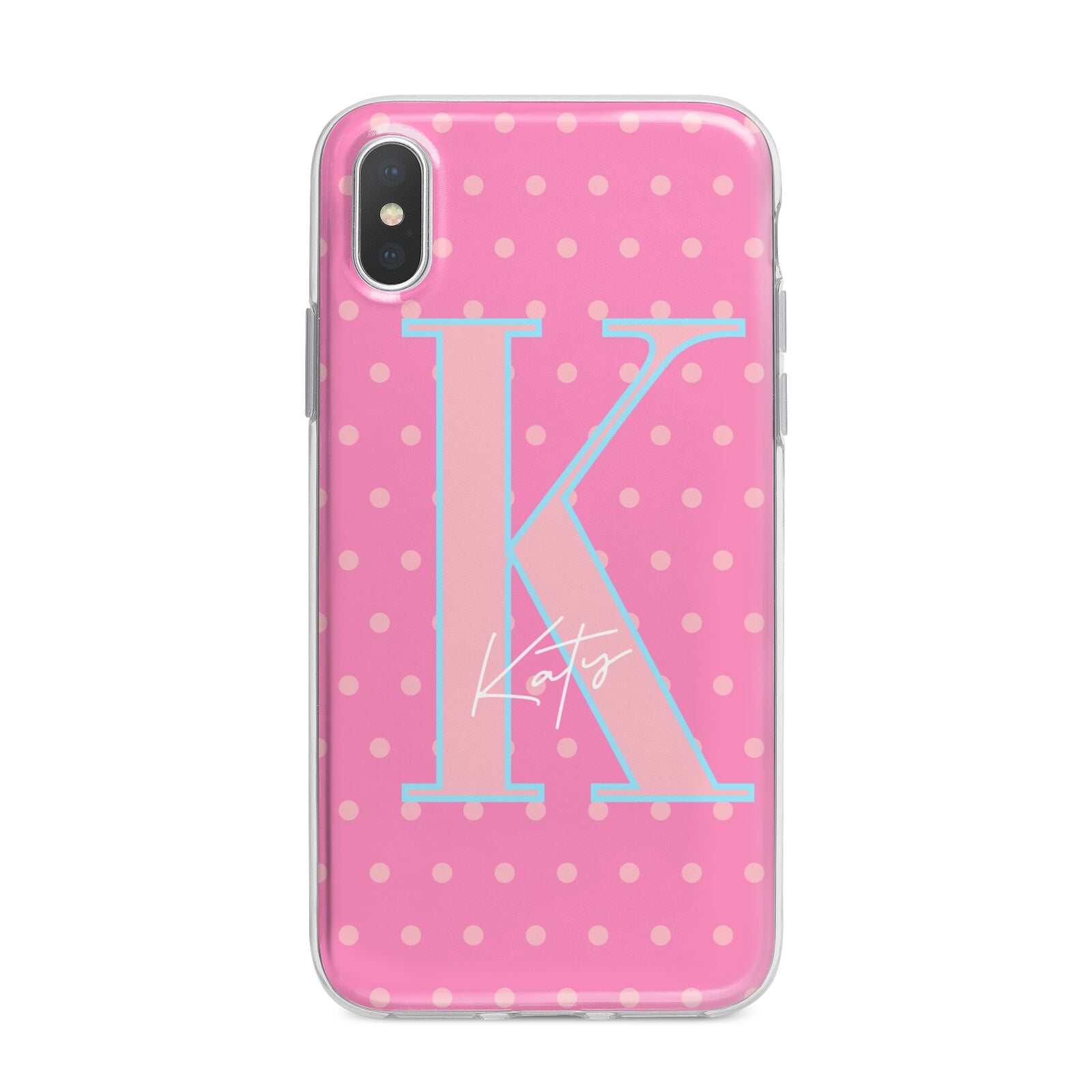 Personalised Pink Dots iPhone X Bumper Case on Silver iPhone Alternative Image 1