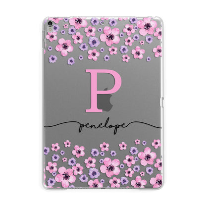 Personalised Pink Floral Apple iPad Silver Case