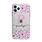 Personalised Pink Floral Apple iPhone 11 Pro in Silver with Bumper Case