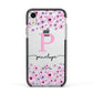 Personalised Pink Floral Apple iPhone XR Impact Case Black Edge on Silver Phone