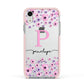 Personalised Pink Floral Apple iPhone XR Impact Case Pink Edge on Silver Phone