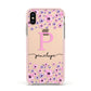 Personalised Pink Floral Apple iPhone Xs Impact Case Pink Edge on Gold Phone