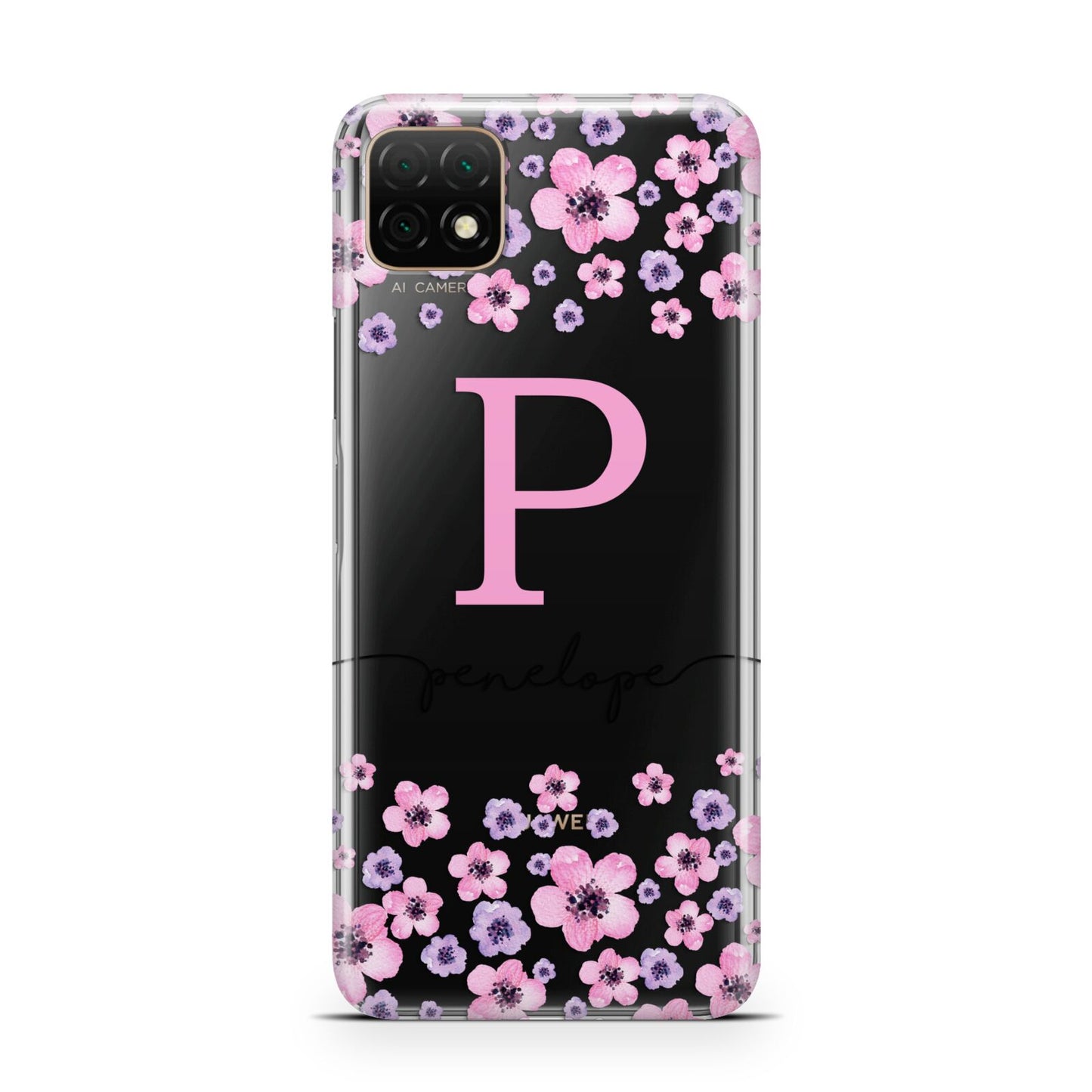 Personalised Pink Floral Huawei Enjoy 20 Phone Case