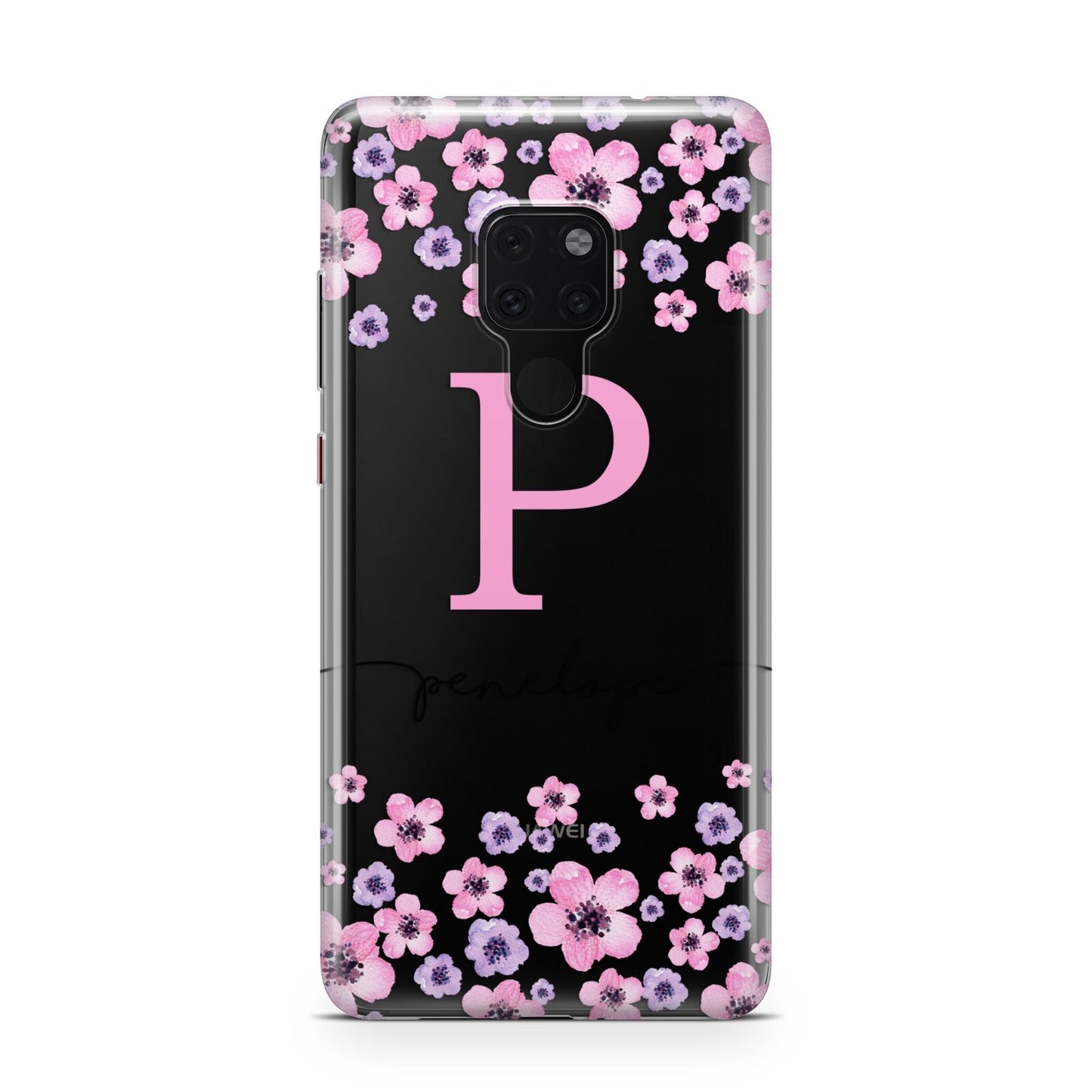 Personalised Pink Floral Huawei Mate 20 Phone Case