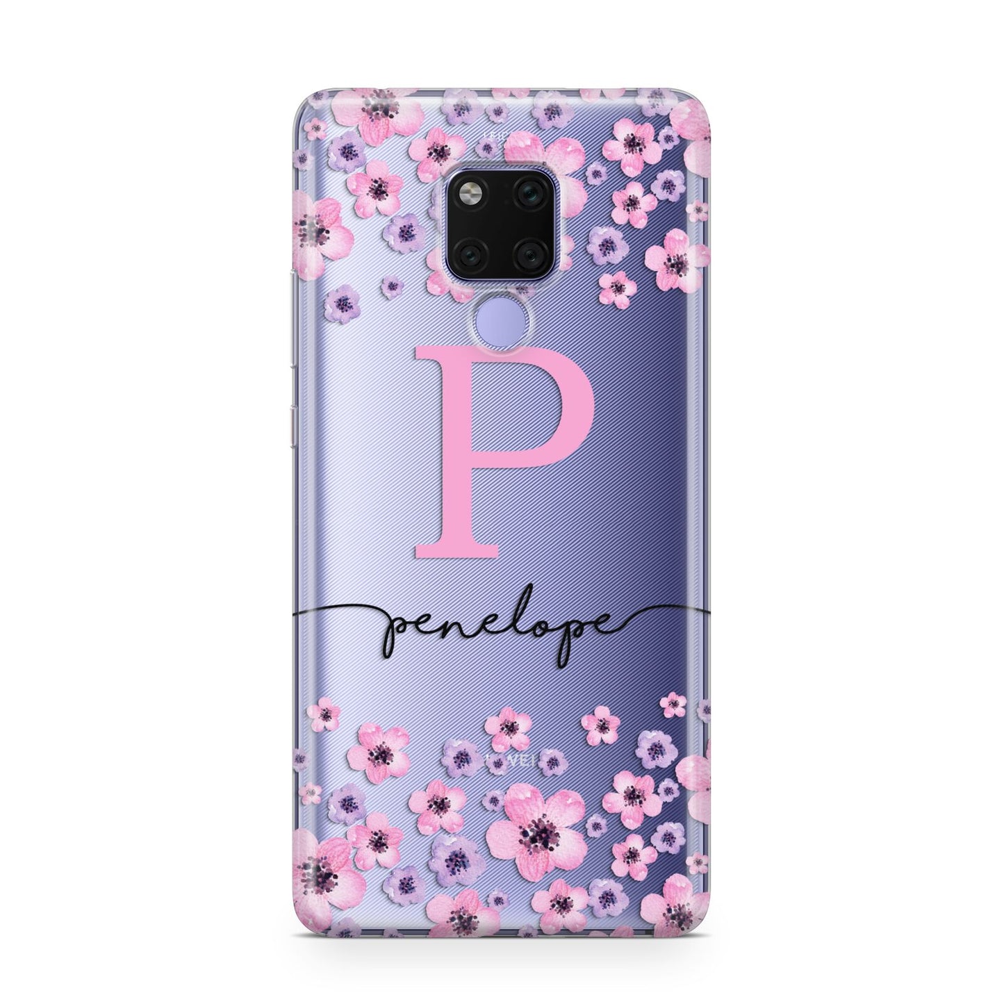 Personalised Pink Floral Huawei Mate 20X Phone Case