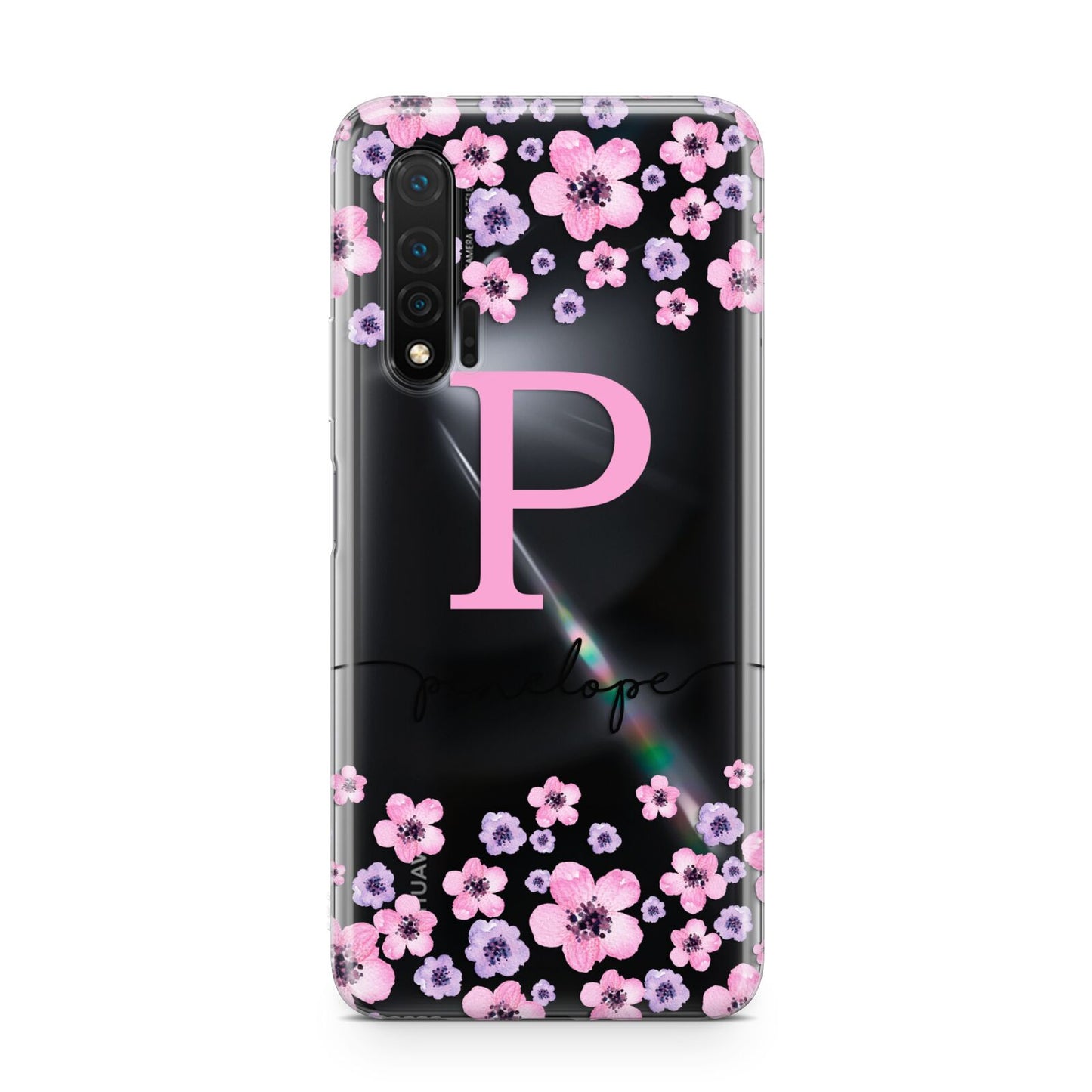 Personalised Pink Floral Huawei Nova 6 Phone Case