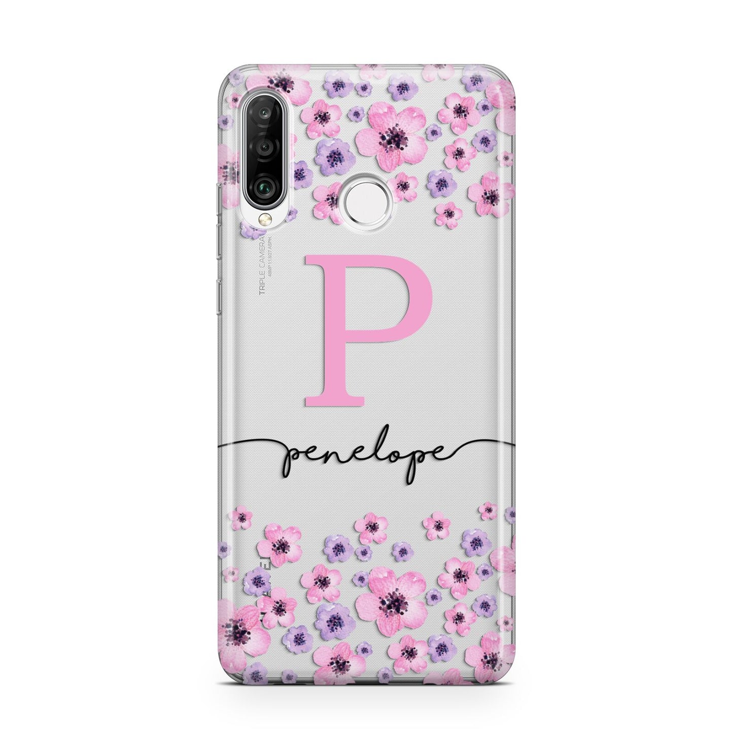 Personalised Pink Floral Huawei P30 Lite Phone Case