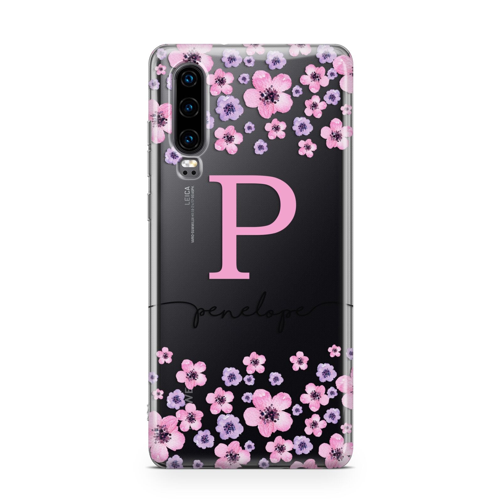 Personalised Pink Floral Huawei P30 Phone Case