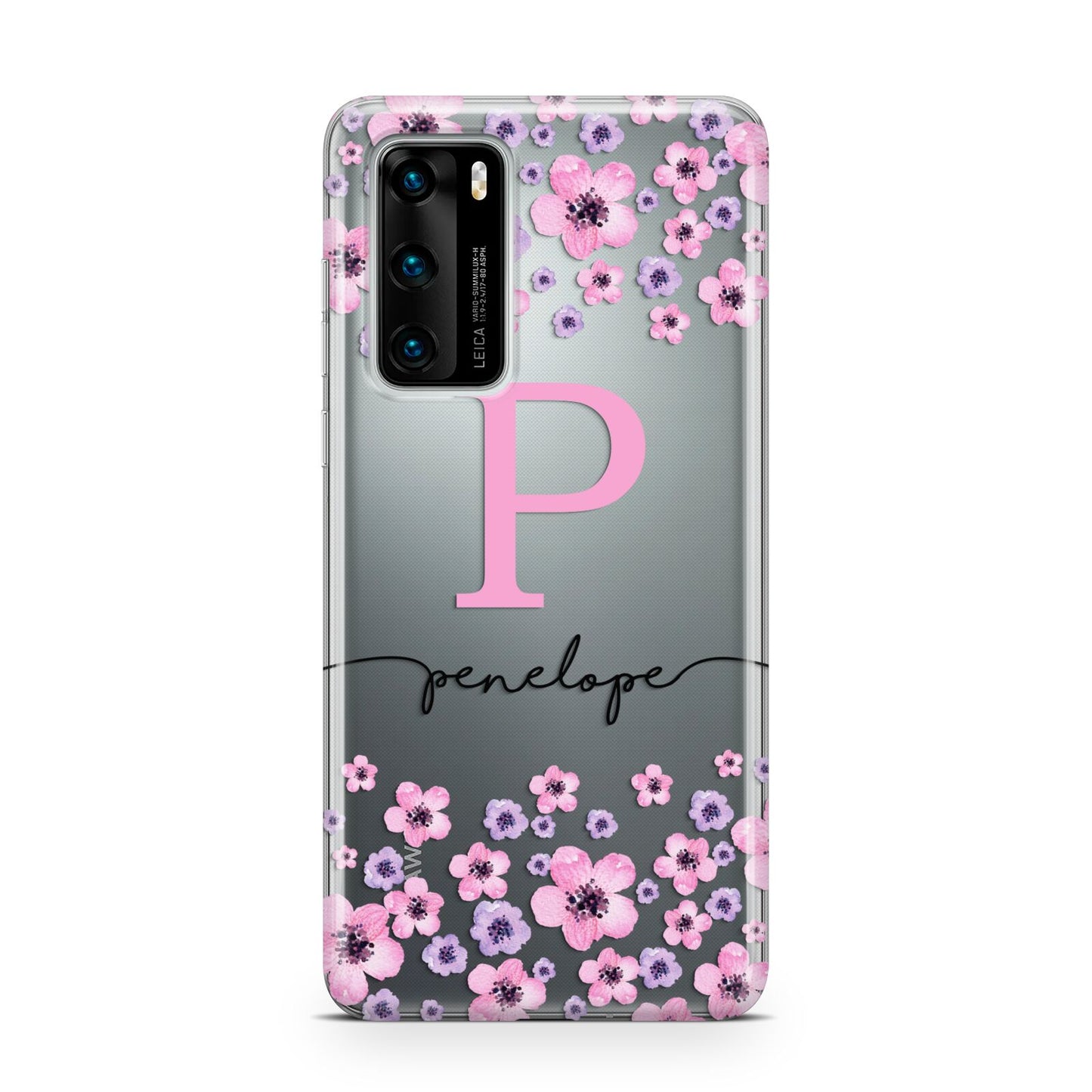 Personalised Pink Floral Huawei P40 Phone Case