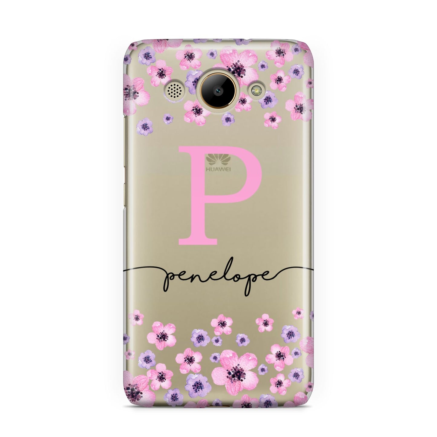 Personalised Pink Floral Huawei Y3 2017