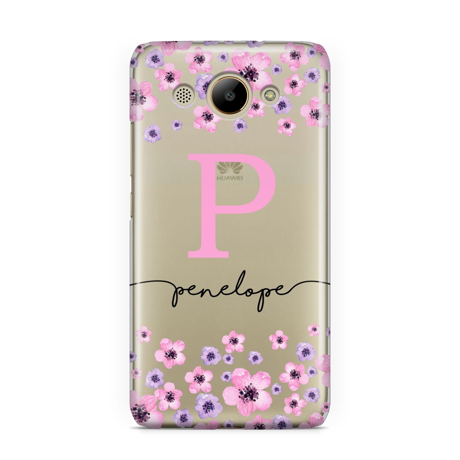 Personalised Pink Floral Huawei Y3 2017