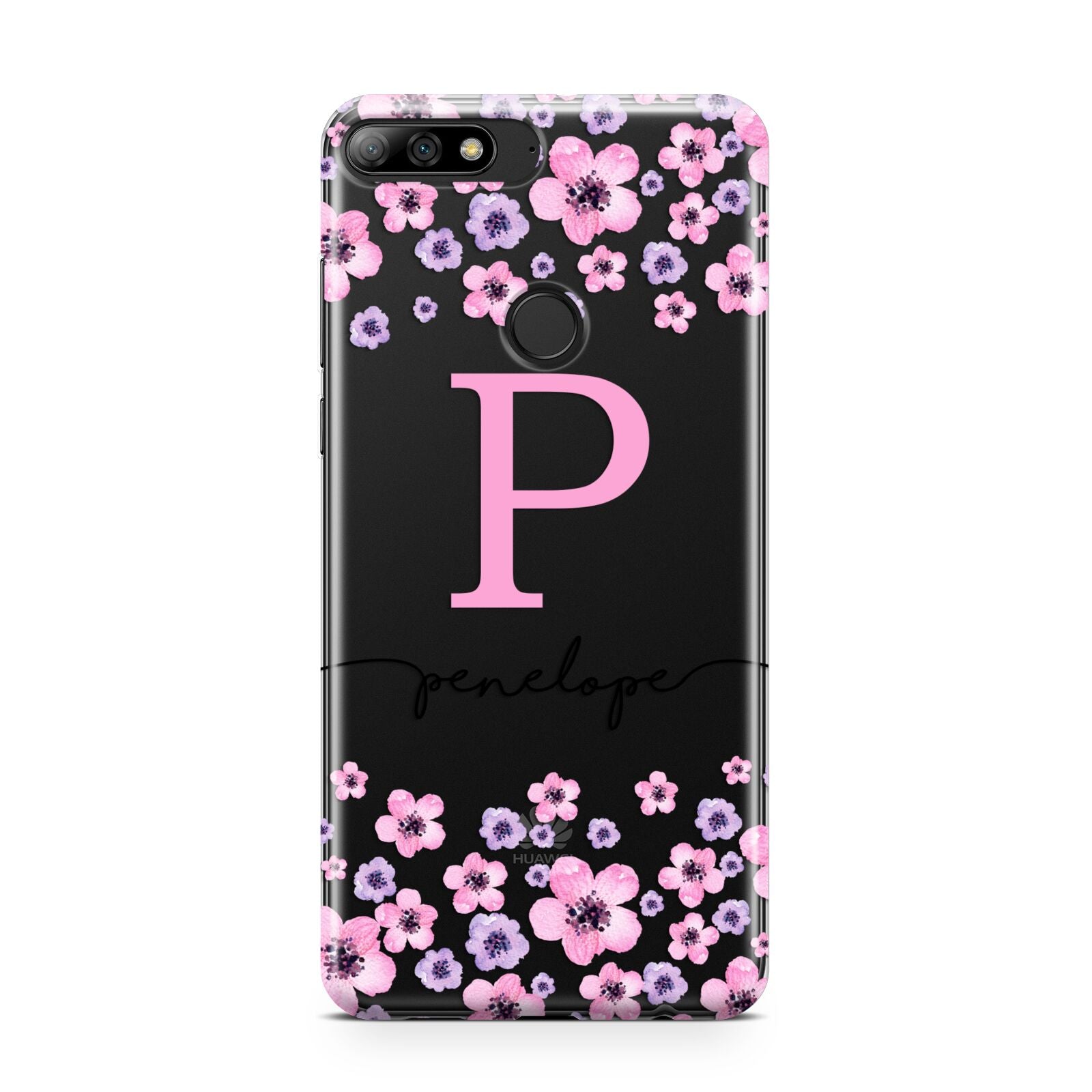 Personalised Pink Floral Huawei Y7 2018