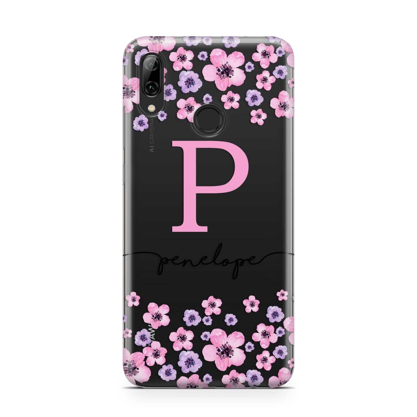 Personalised Pink Floral Huawei Y7 2019