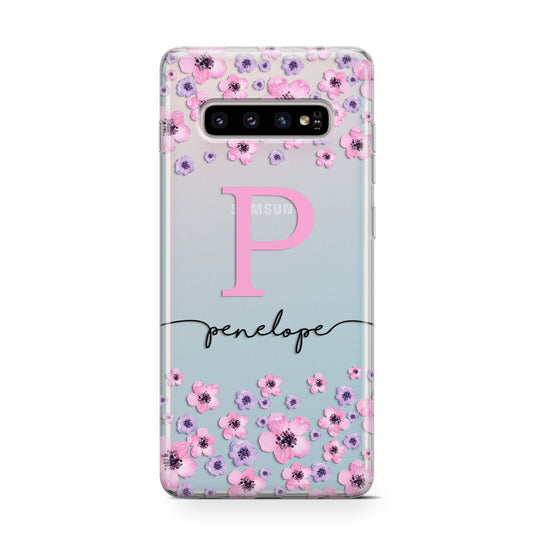 Personalised Pink Floral Protective Samsung Galaxy Case