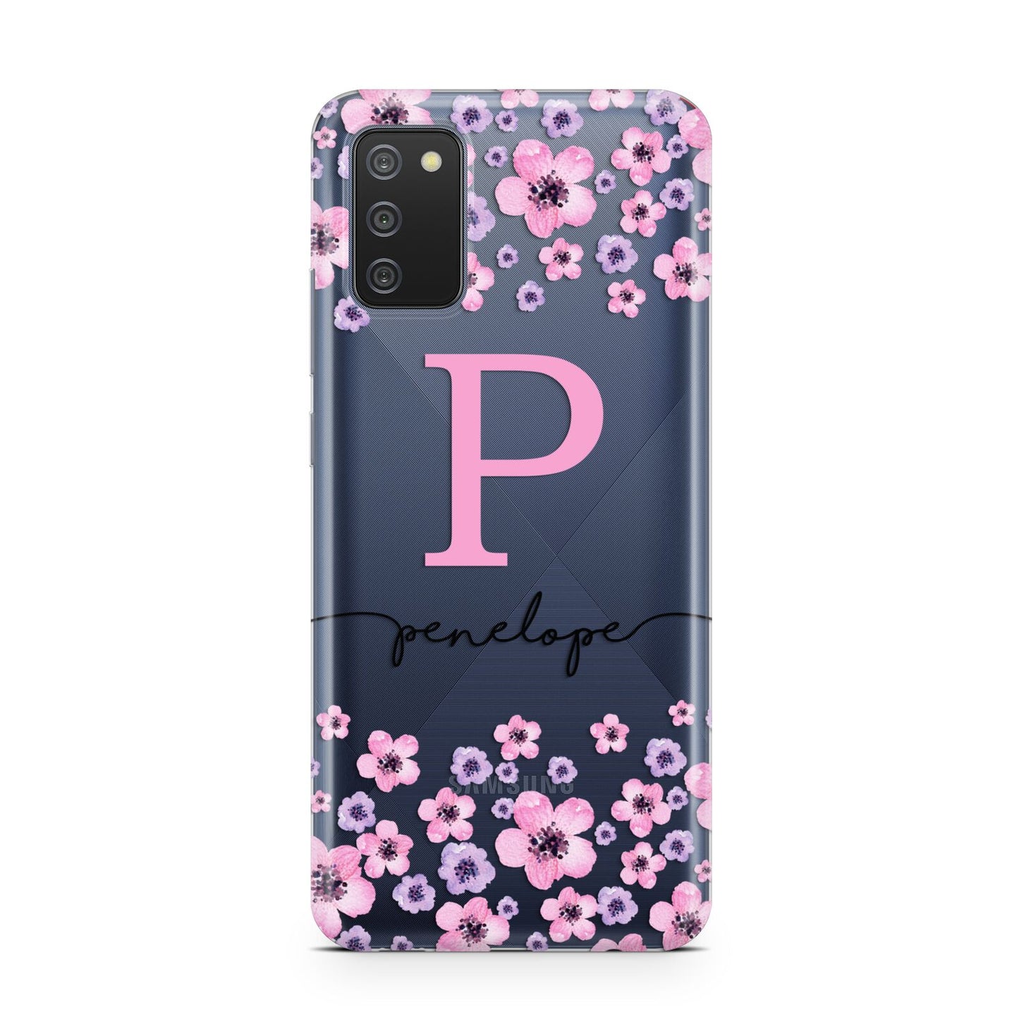 Personalised Pink Floral Samsung A02s Case