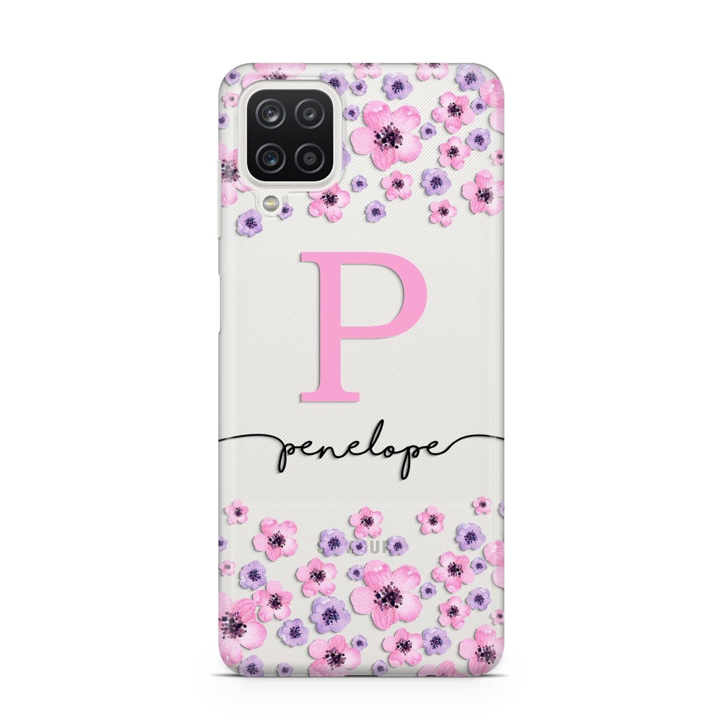 Personalised Pink Floral Samsung A12 Case