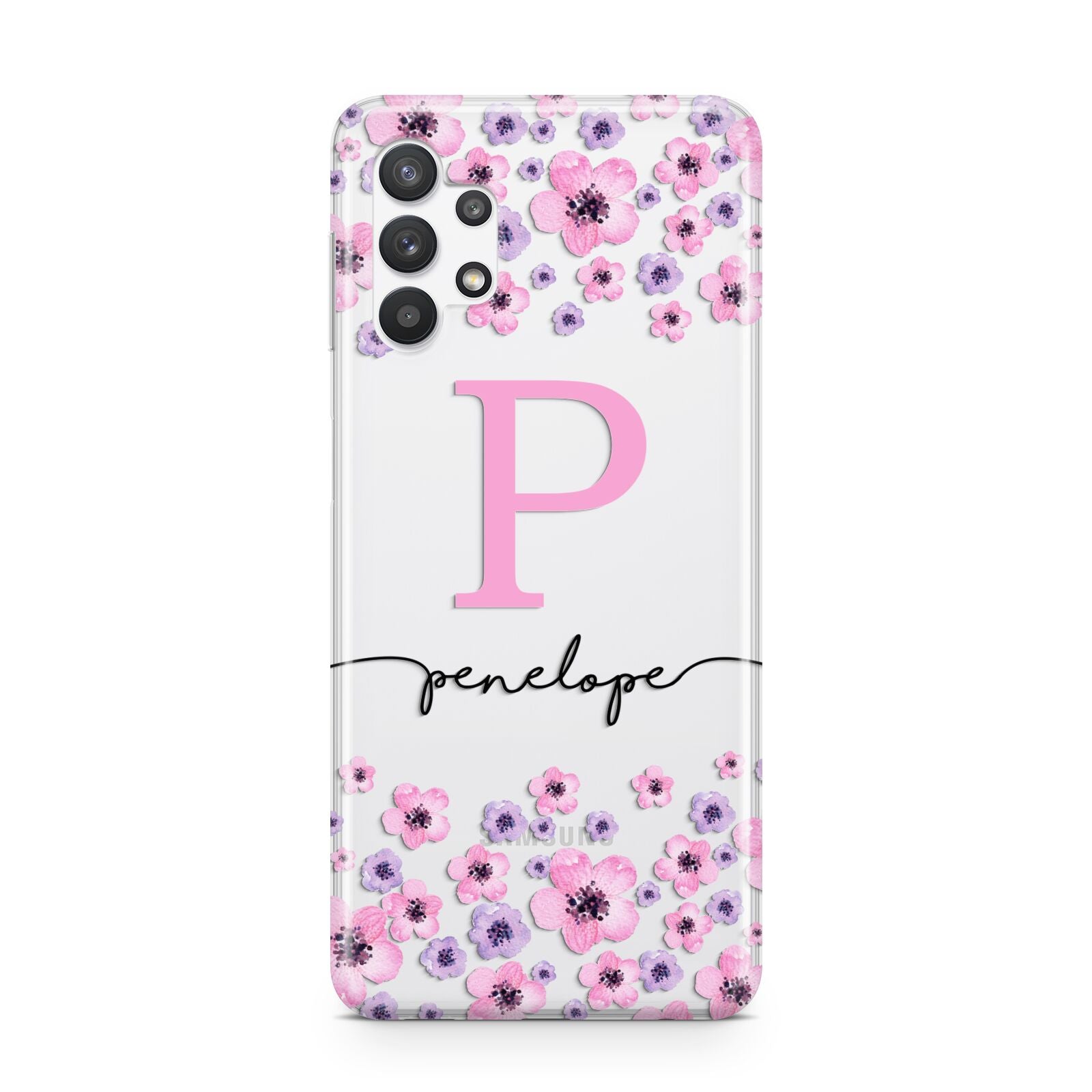 Personalised Pink Floral Samsung A32 5G Case