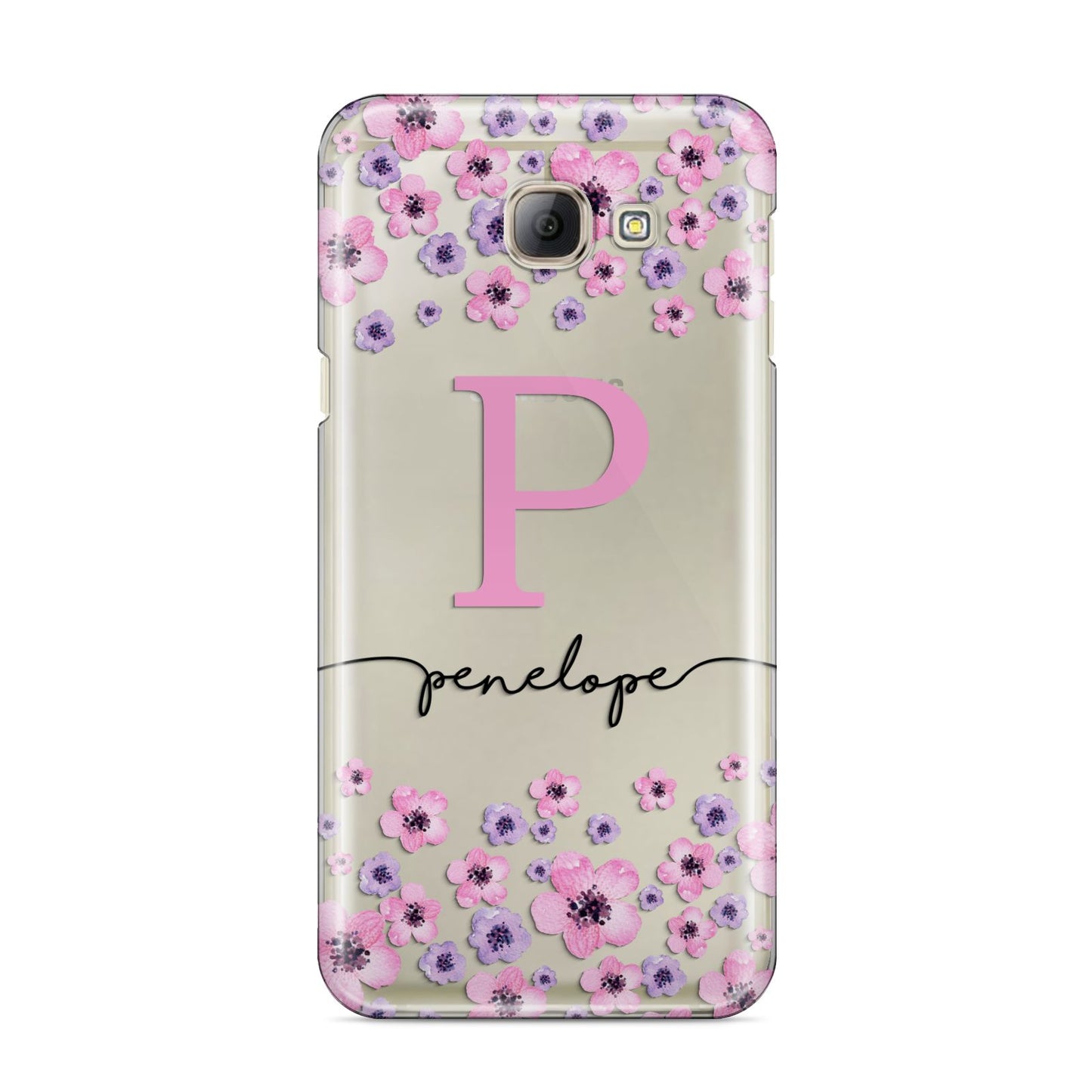 Personalised Pink Floral Samsung Galaxy A8 2016 Case