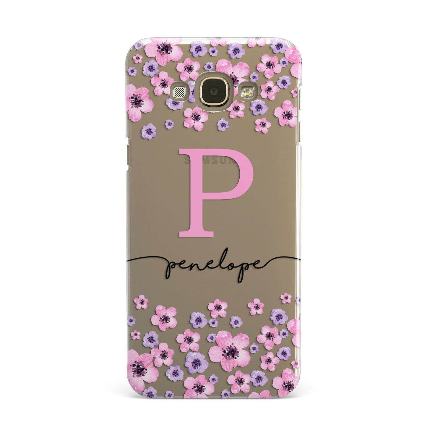 Personalised Pink Floral Samsung Galaxy A8 Case