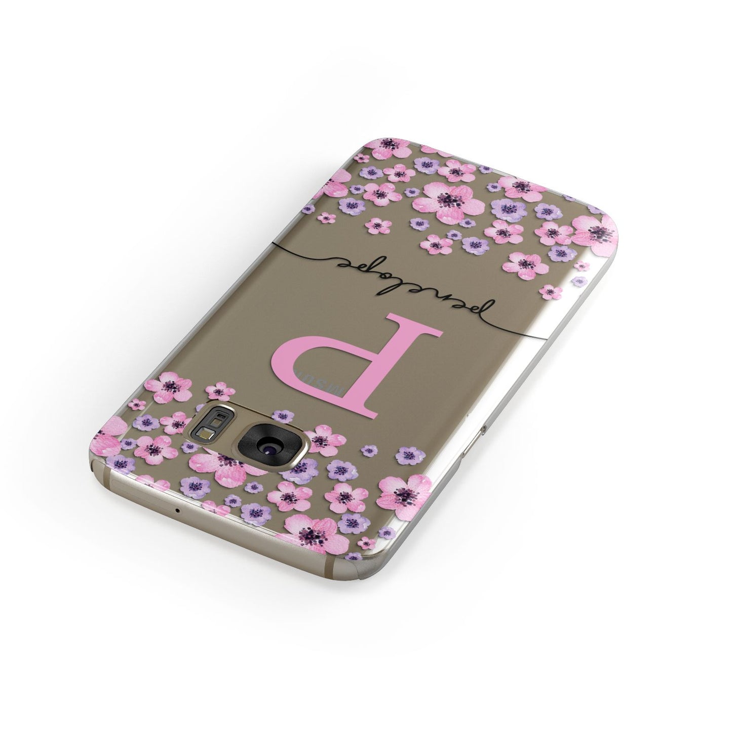 Personalised Pink Floral Samsung Galaxy Case Front Close Up