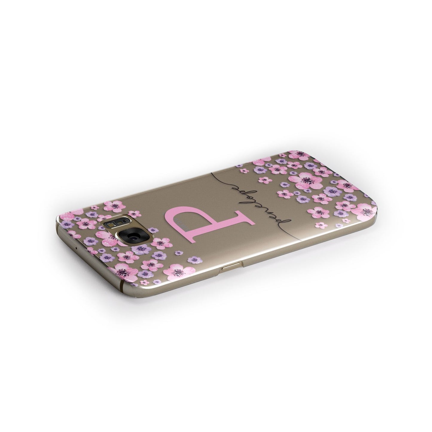 Personalised Pink Floral Samsung Galaxy Case Side Close Up