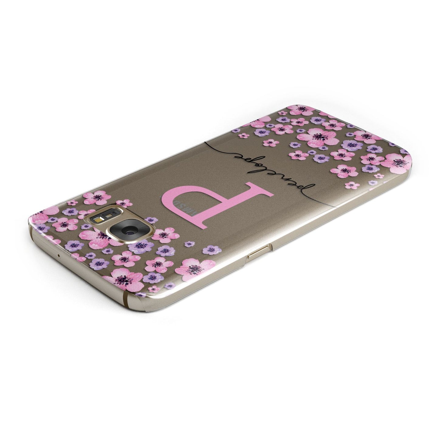 Personalised Pink Floral Samsung Galaxy Case Top Cutout