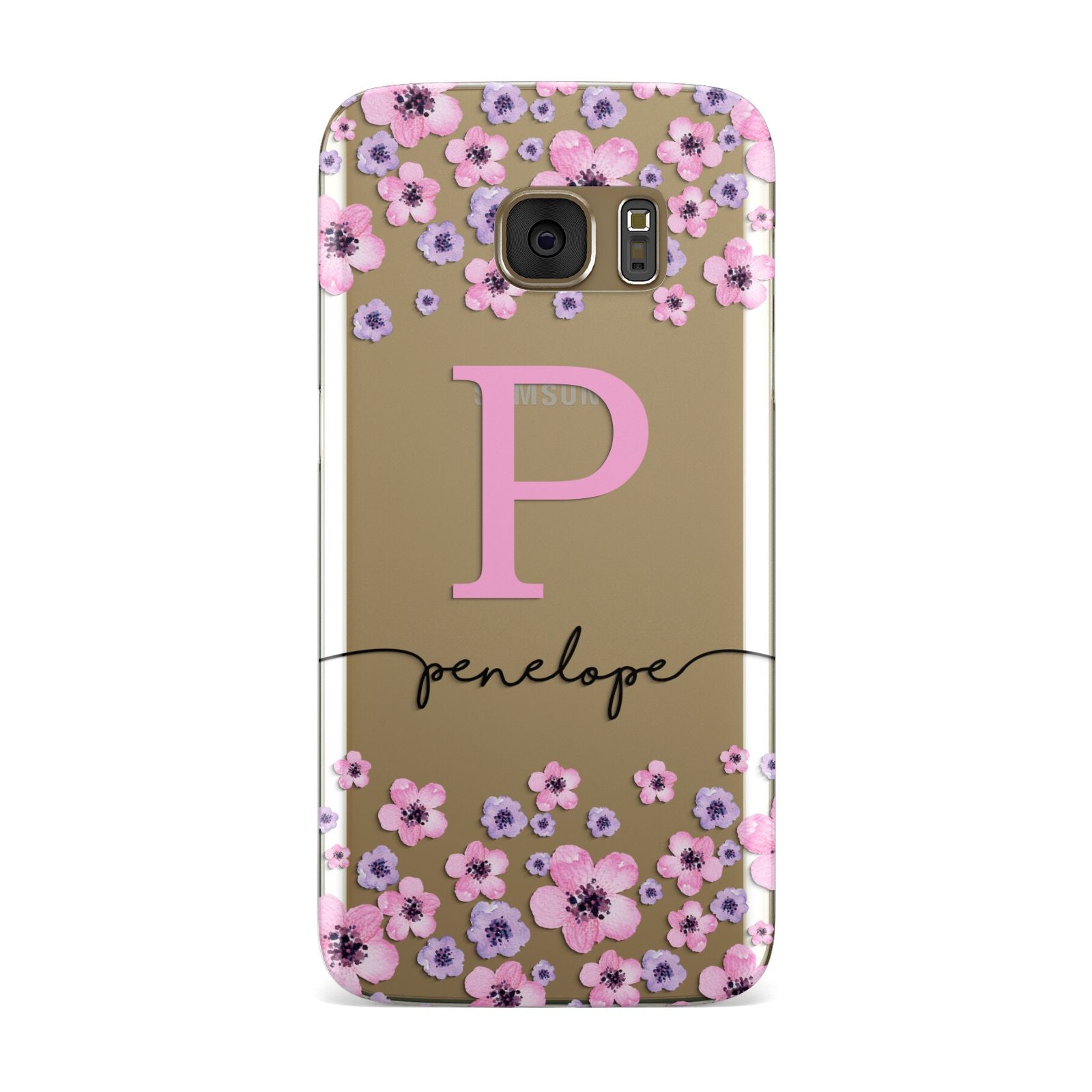 Personalised Pink Floral Samsung Galaxy Case