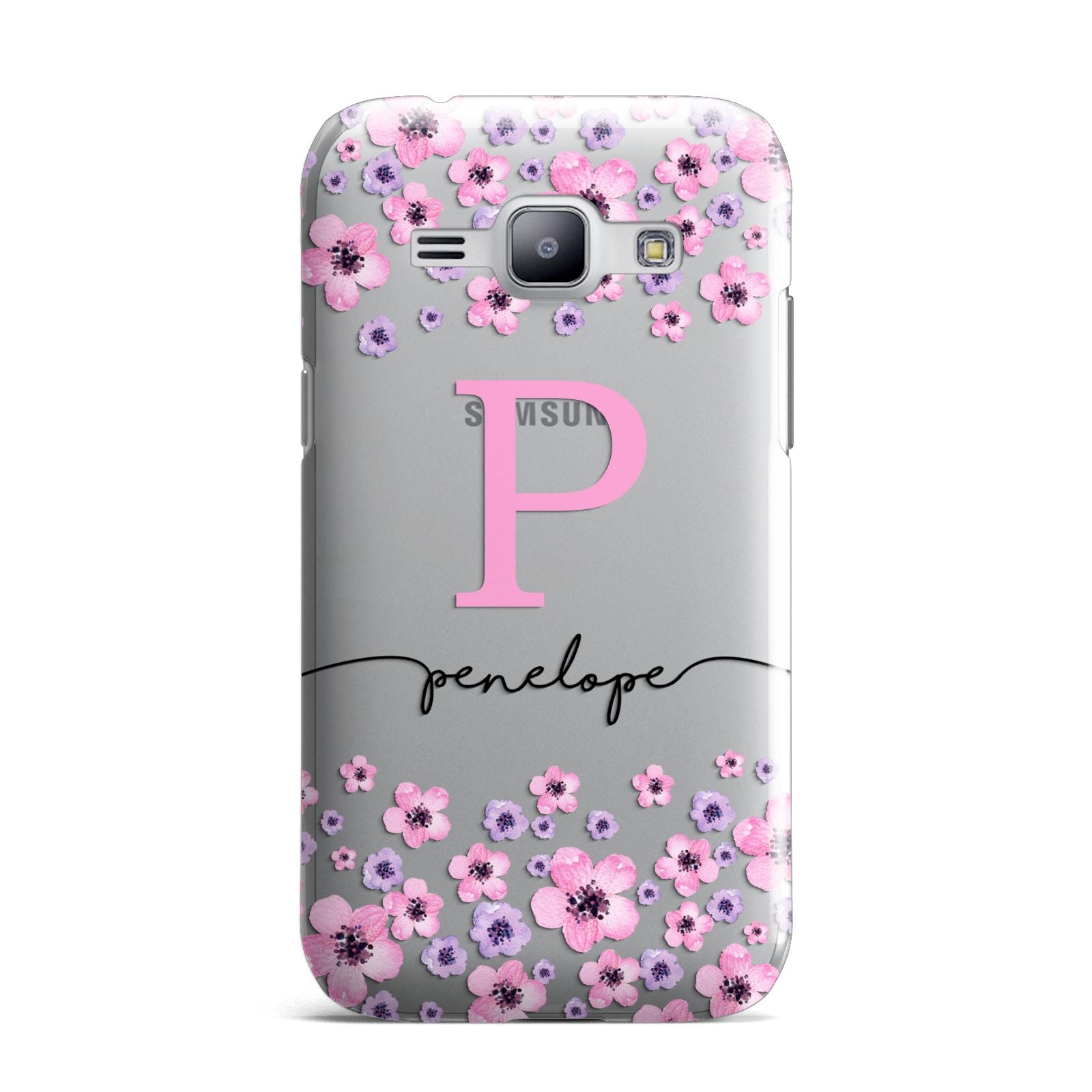 Personalised Pink Floral Samsung Galaxy J1 2015 Case