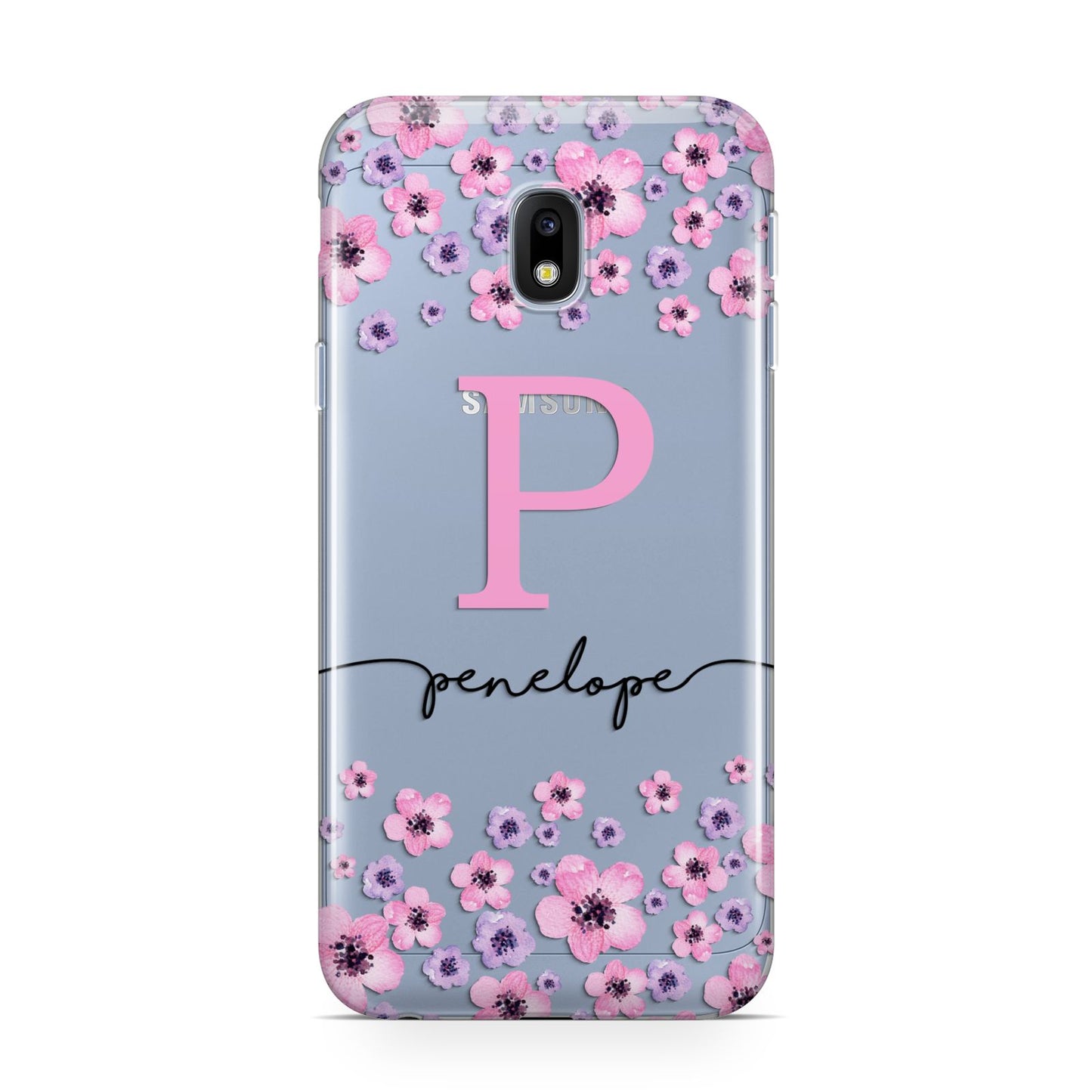 Personalised Pink Floral Samsung Galaxy J3 2017 Case