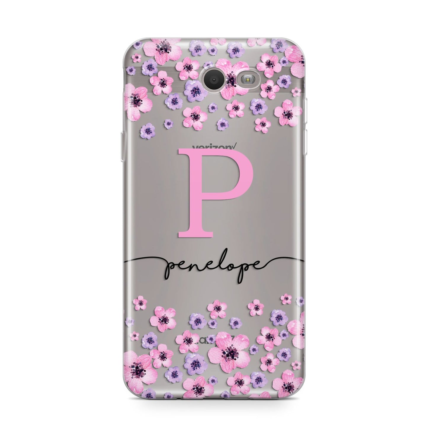 Personalised Pink Floral Samsung Galaxy J7 2017 Case