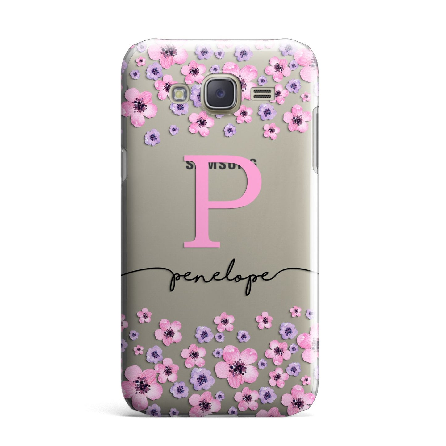 Personalised Pink Floral Samsung Galaxy J7 Case