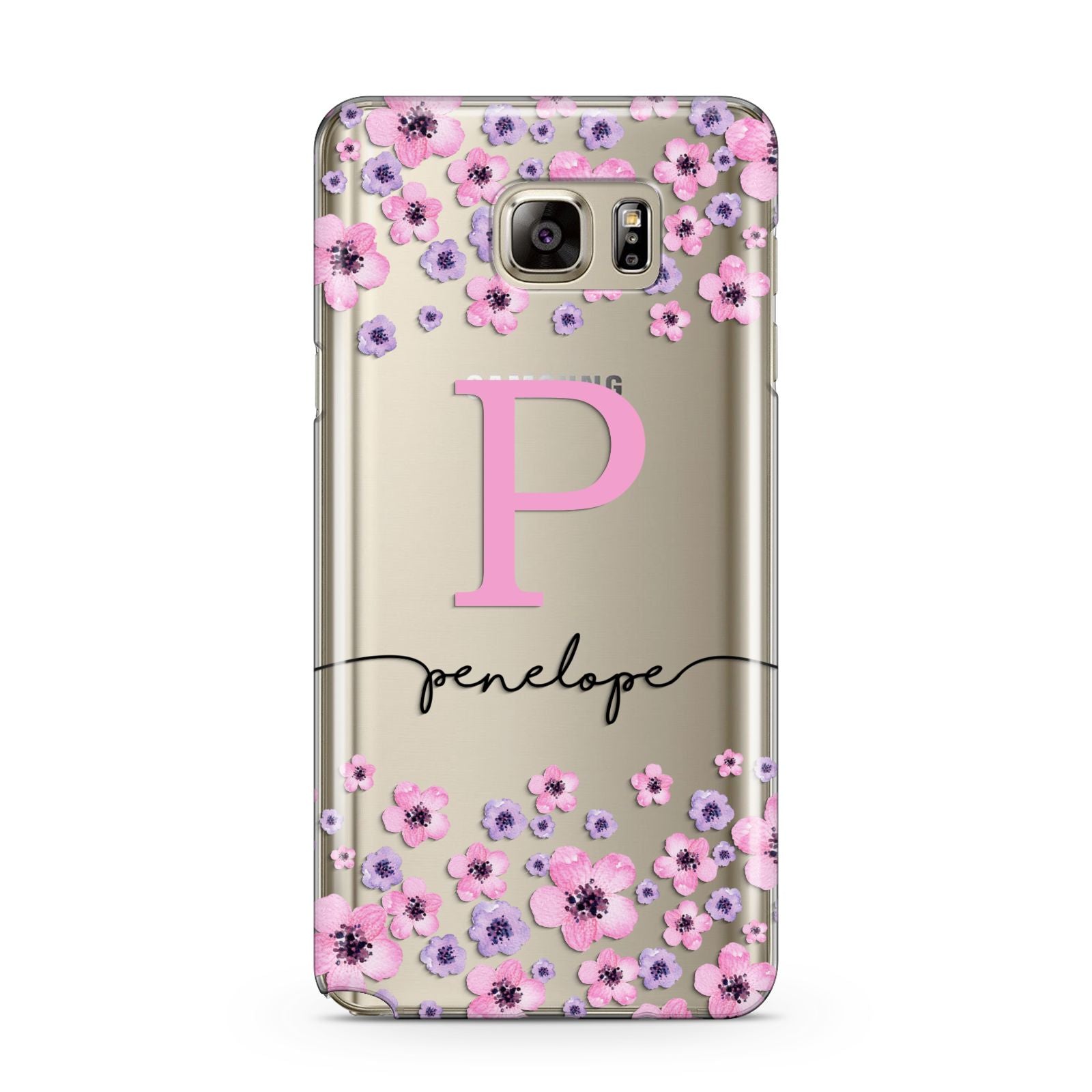 Personalised Pink Floral Samsung Galaxy Note 5 Case