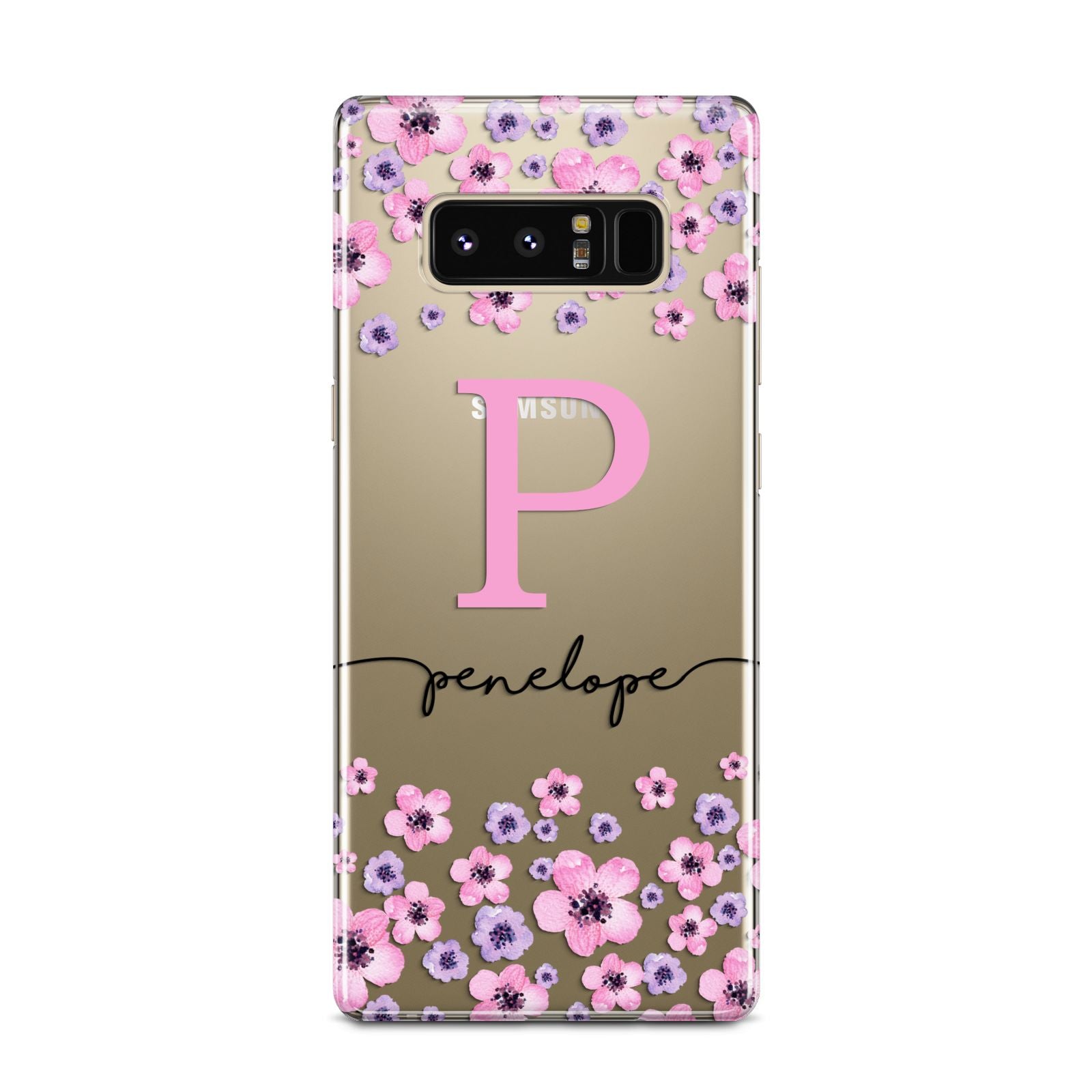 Personalised Pink Floral Samsung Galaxy Note 8 Case