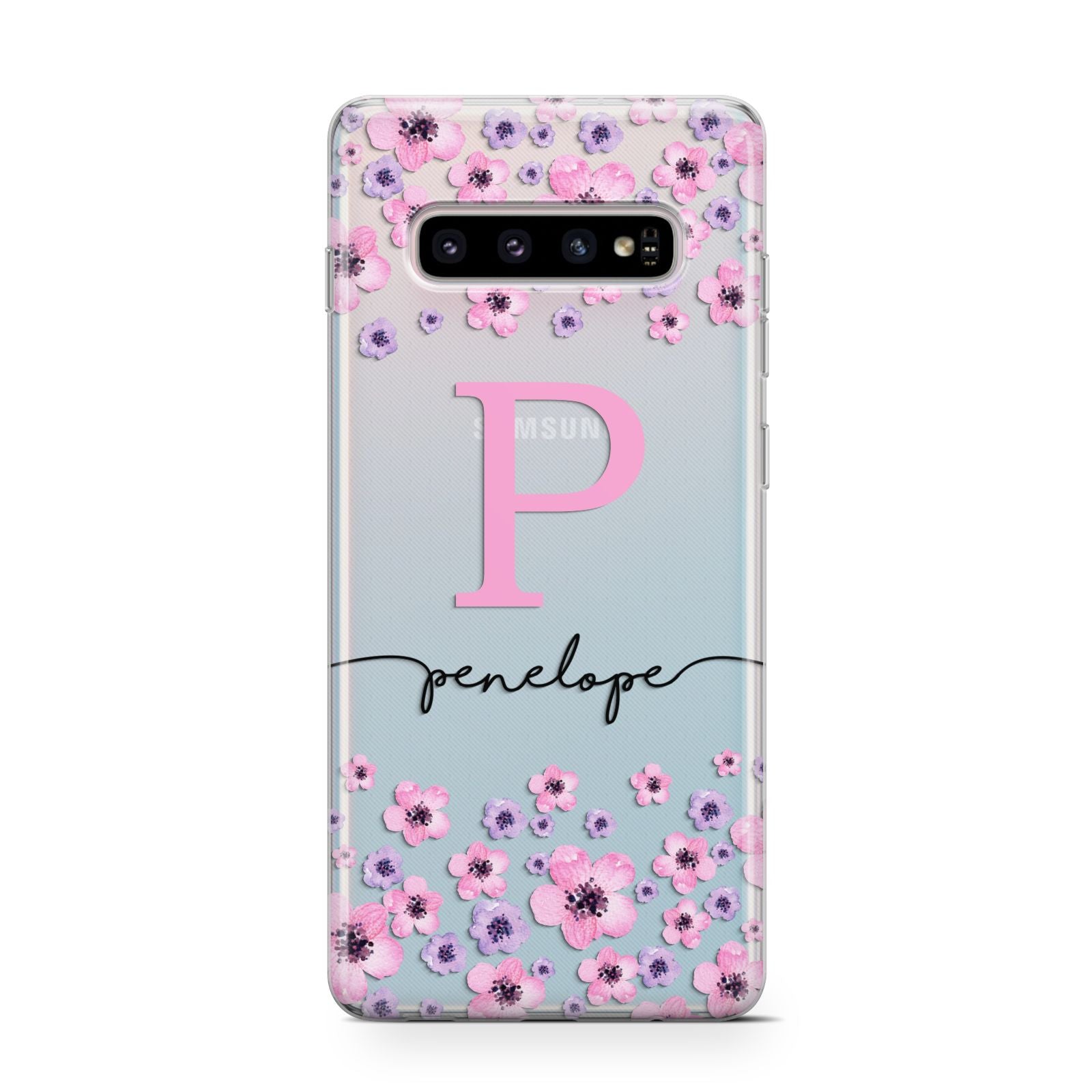 Personalised Pink Floral Samsung Galaxy S10 Case