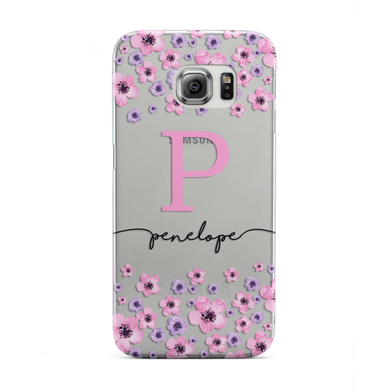 Personalised Pink Floral Samsung Galaxy S6 Edge Case