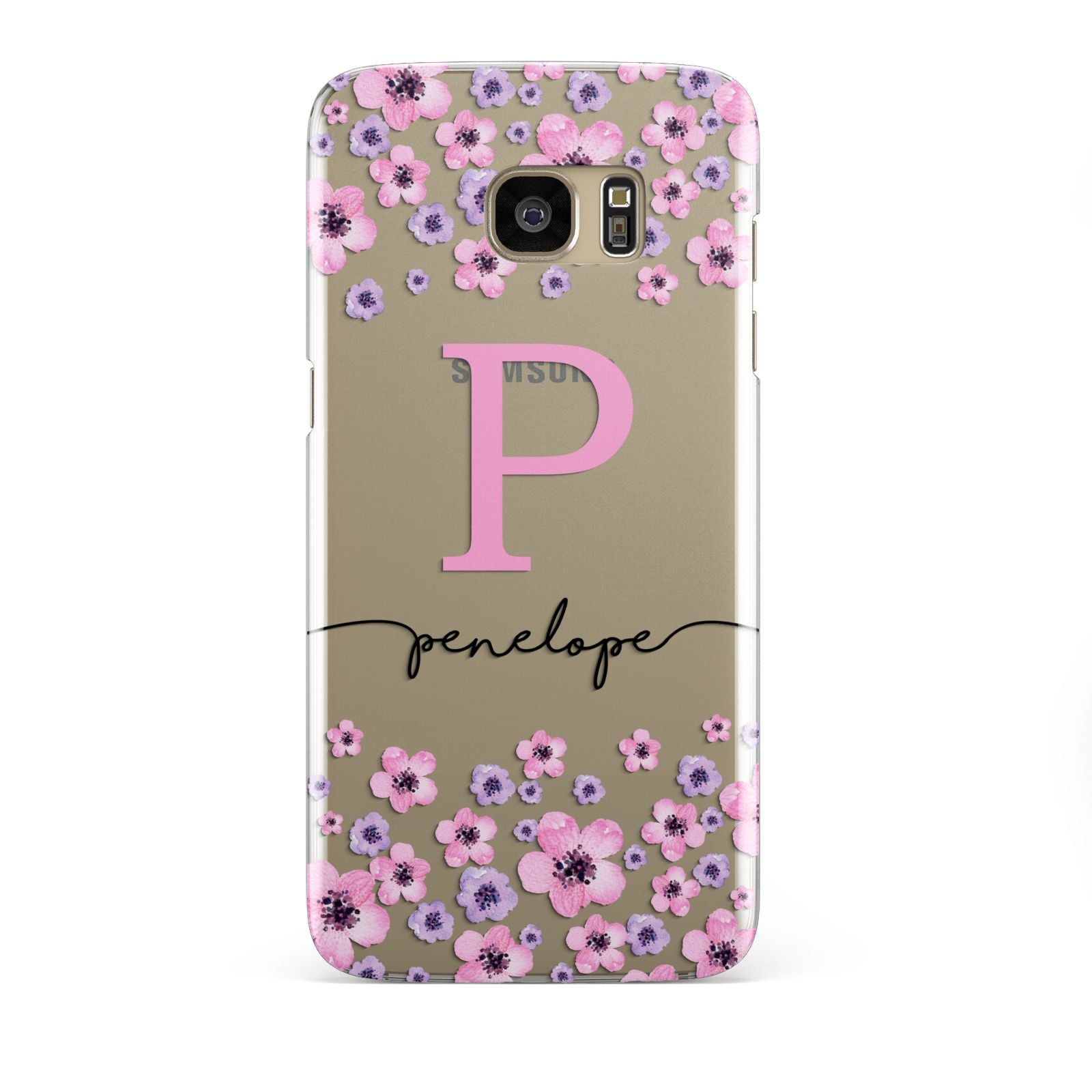 Personalised Pink Floral Samsung Galaxy S7 Edge Case