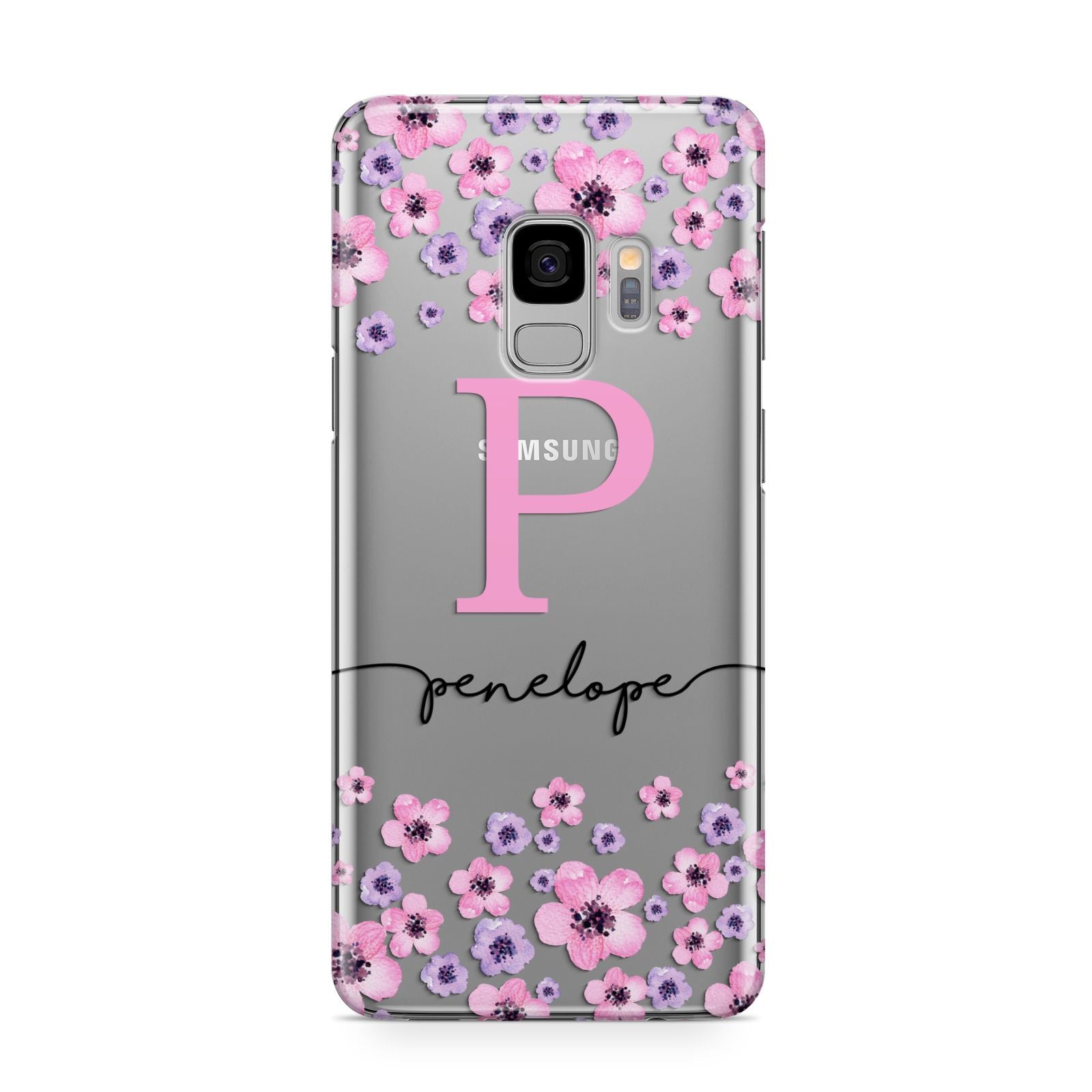 Personalised Pink Floral Samsung Galaxy S9 Case