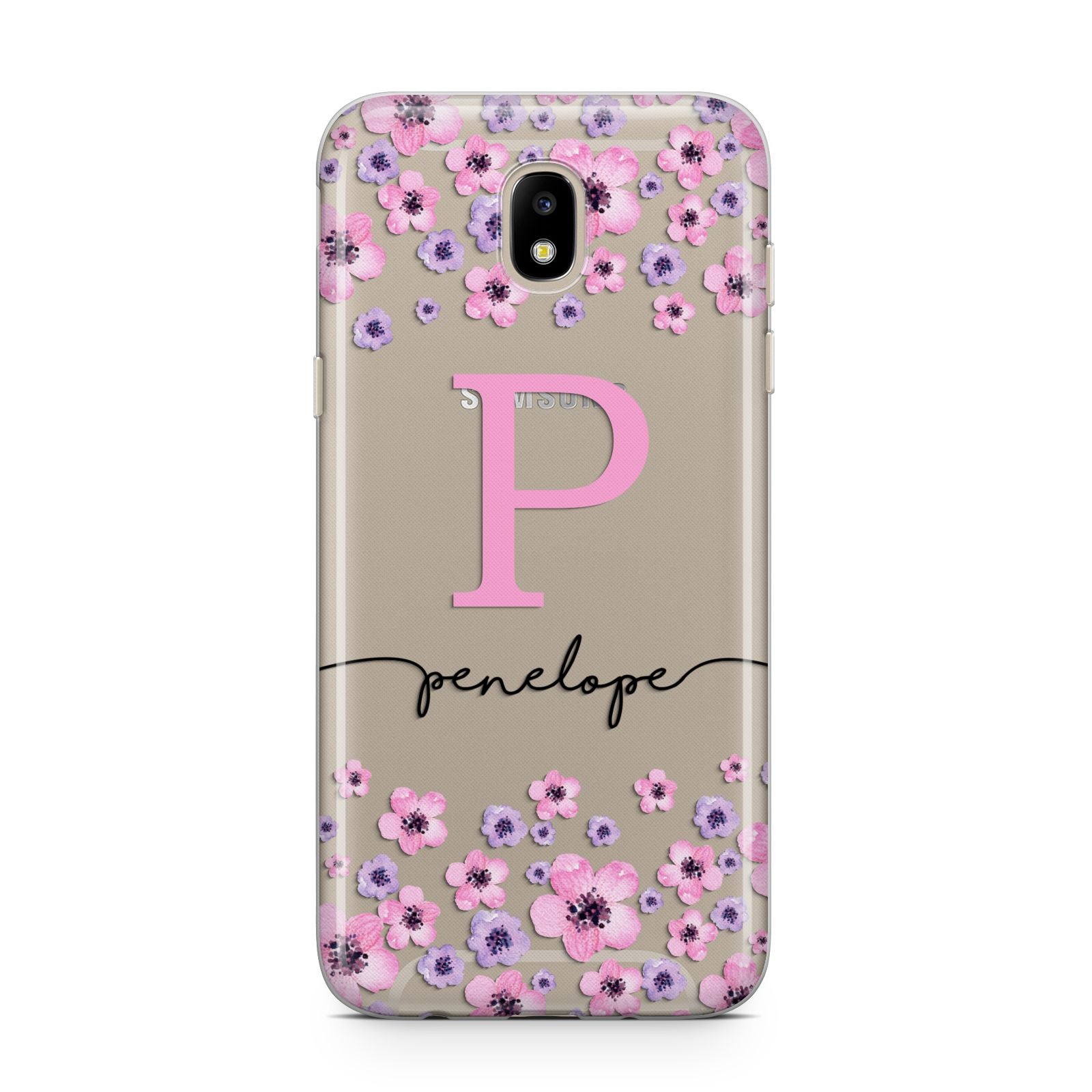 Personalised Pink Floral Samsung J5 2017 Case