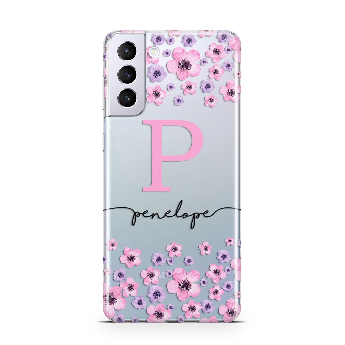 Personalised Pink Floral Samsung S21 Plus Case