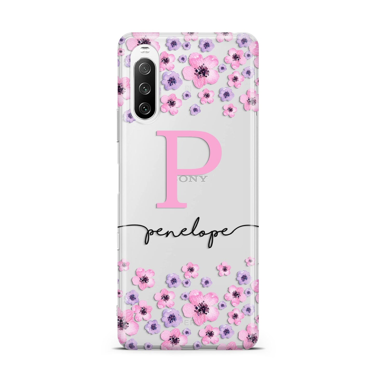 Personalised Pink Floral Sony Xperia 10 III Case