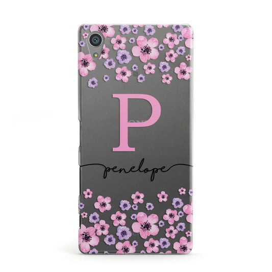 Personalised Pink Floral Sony Xperia Case