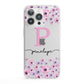 Personalised Pink Floral iPhone 13 Pro Clear Bumper Case