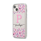 Personalised Pink Floral iPhone 14 Plus Clear Tough Case Starlight Angled Image