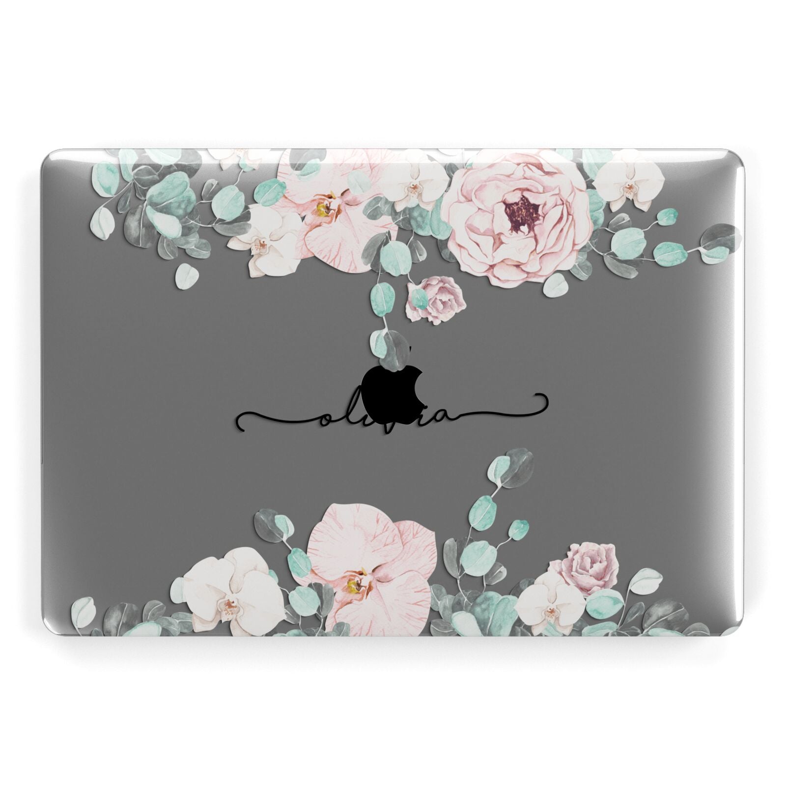 Personalised Pink Flower Name Apple MacBook Case