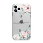 Personalised Pink Flower Name Apple iPhone 11 Pro Max in Silver with Bumper Case